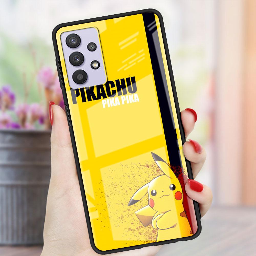 Стеклянный чехол для Samsung Galaxy A52 A71 A50 A51 A70 A21s A31 A72 A10 A12 A30 A22 5G, чехол для телефона Pkemon