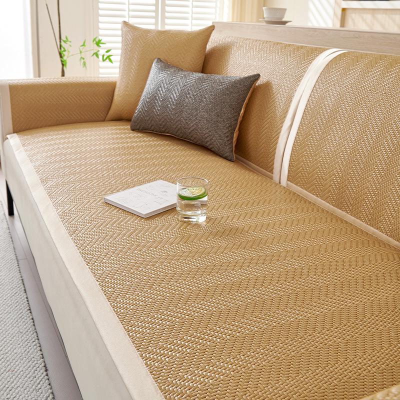 Ice Silk Sofa Cushion Non-Slip Summer Mat Cushion Light Luxury Modern High-End Summer Seat Cushion Leather Sofa Cover Towel
