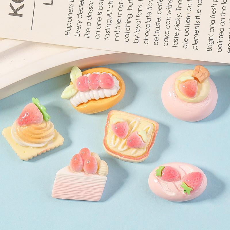 10 шт. Маленький Креативный Клубничный Торт Ручной Работы DIY Кремовая Смола Маленькие Ювелирные Изделия Материал Качество Аксессуары