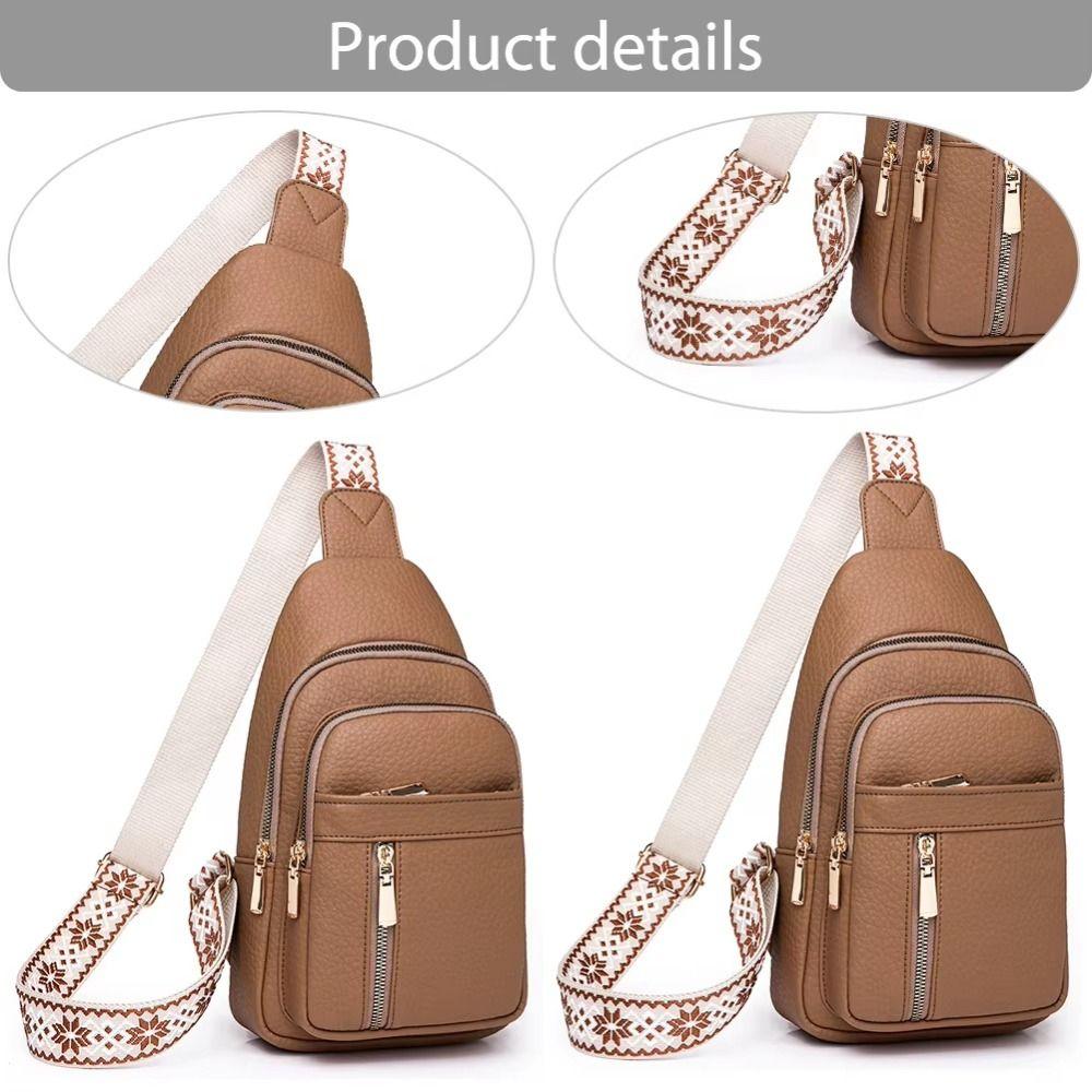 Solid Color Crossbody Backpack Vintage Outdoor Shoulder Bag Bohemian Chest Bag Camping