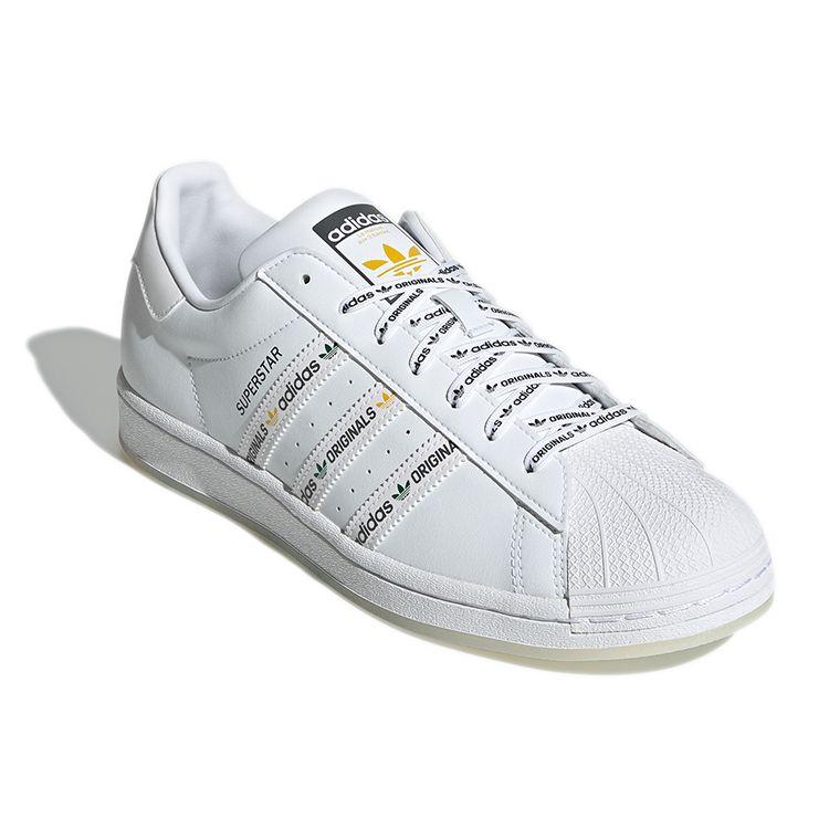 Adidas Superstar Logo Stripes — белые ярко-зеленые кроссовки унисекс Footwear — White GX2990