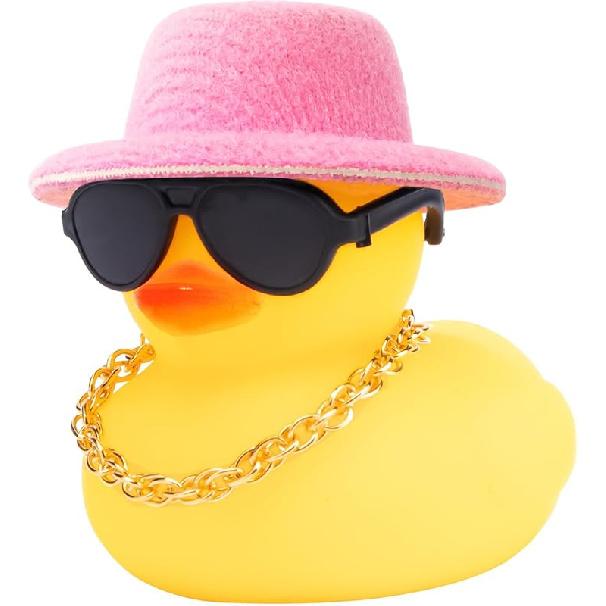 wonuu Rubber Duck Car Ornaments Yellow Duck Car Dashboard Decorations with Propeller Helmet for Christmas Decor and Home Decorations for Adults