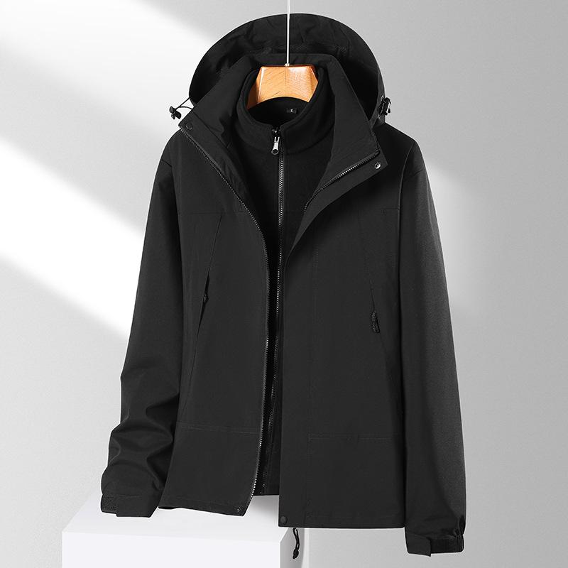 Осень и зима новая куртка три-в-одном уличная парная куртка съемный капюшон водонепроницаемая ветрозащитная куртка