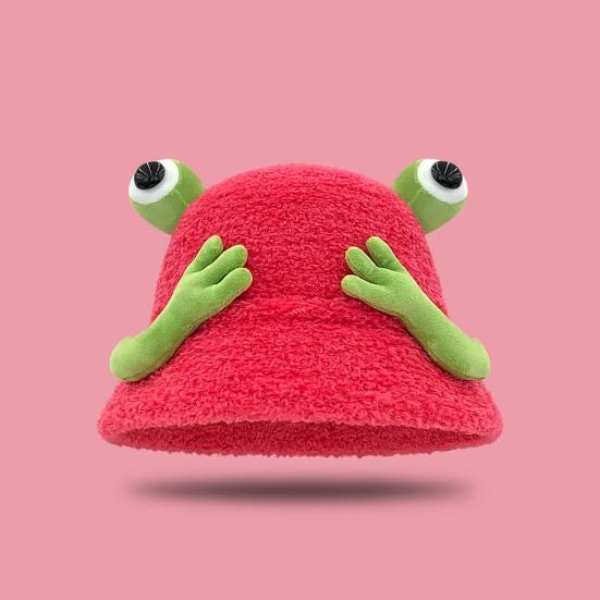 Зимняя панама мультяшного дизайна с 3D лягушкой, утолщенная плюшевая шляпа рыбака, женский аксессуар для активного отдыха