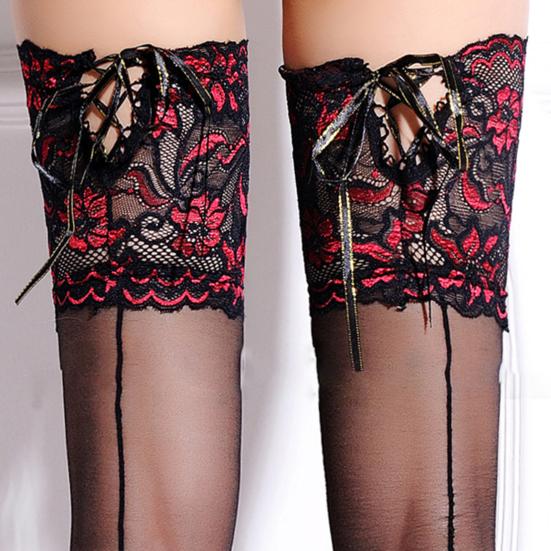 Сексуальные широкие кружевные силиконовые бандажные чулки до бедра, длинные носки выше колена