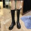 Knight Boots Flat Boots Women's 2021 New Autumn and Winter Tall Thick-soled Black Strap But Knee Boots Tide