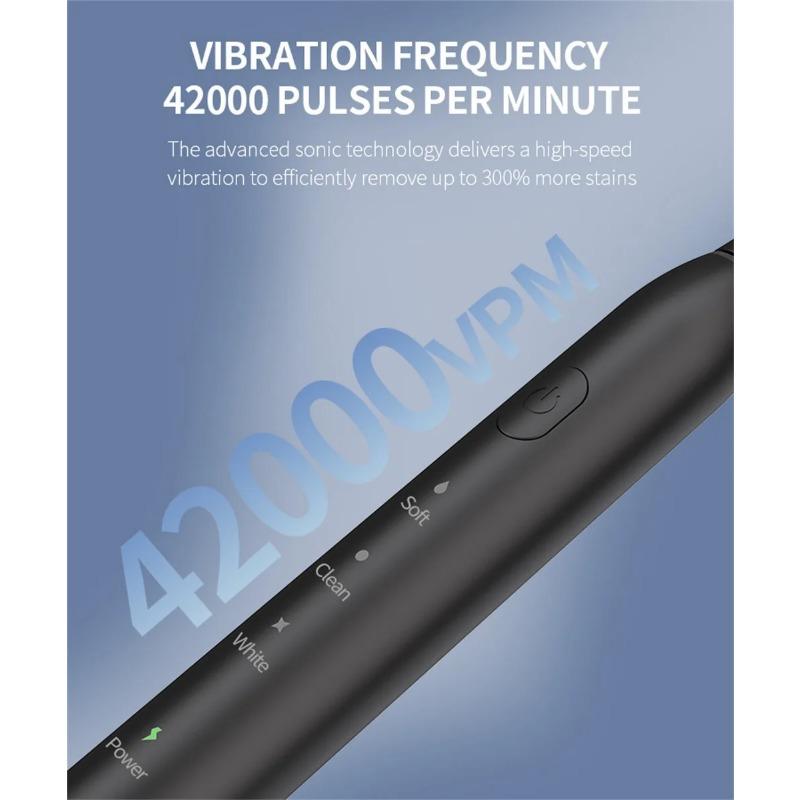 Sonic Electric Toothbrush with 6 Tooth Brush Heads IPX7 Waterproof USB Toothbrush Adult Ultrasonic Brush for Teeth Cleaning