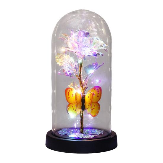 Вечная роза в куполе со светодиодной подсветкой Романтическая светящаяся искусственная роза Подарок для жены, девушки, бабушки на годовщину, день рождения, День святого Валентина, праздник