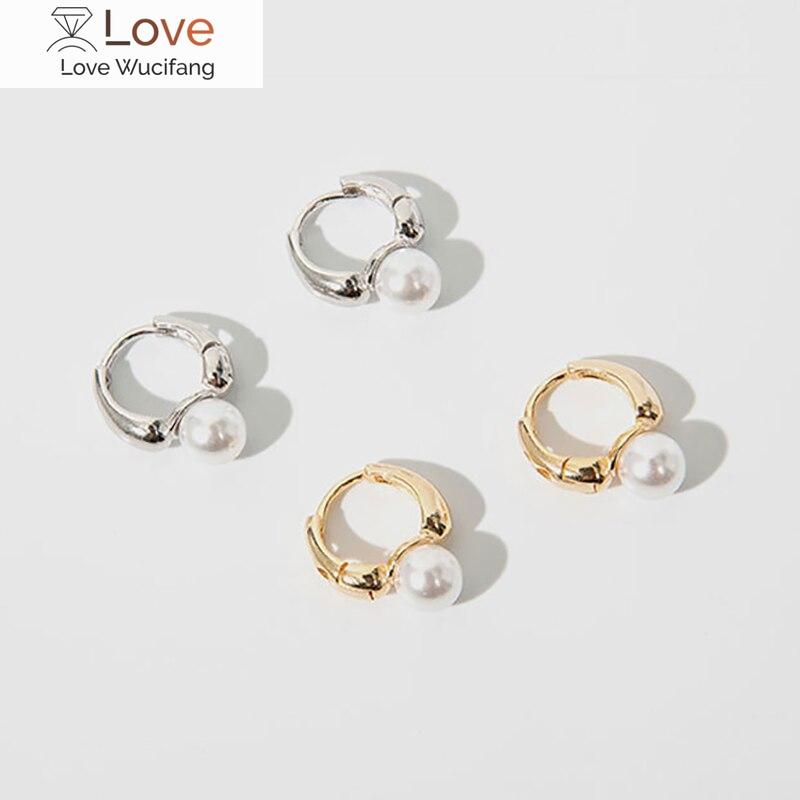 Simple Pearl Earrings 925 Sterling Silver Gold Silver Color Lucky Earrings Exquisite Jewelry For Girl