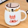 Mug Cute Cup with Lid Ceramic Breakfast Couple Coffee Cup Girl Creative Office Water Cup Straw Cup