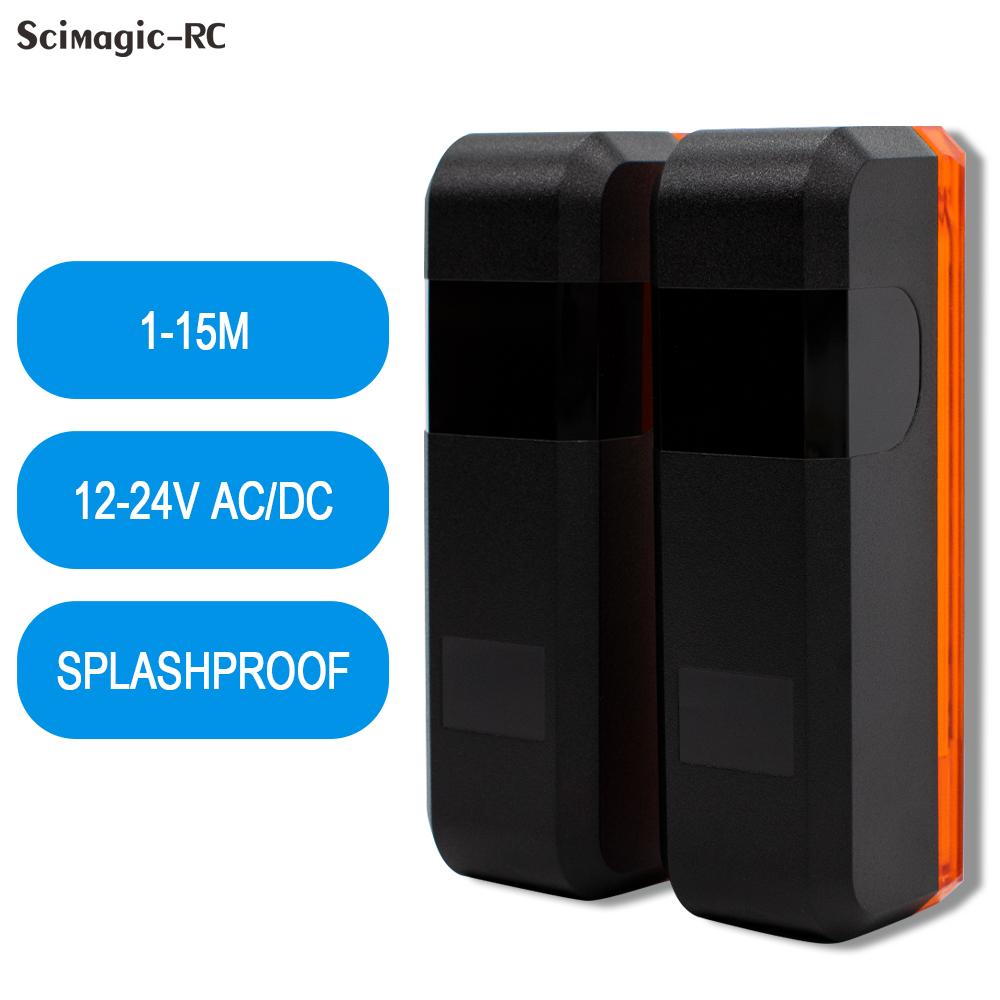 12-24В 180° Фотоэлектрический датчик для автоматических ворот, гаражных барьеров, дверей. Детектор с сигнальной лампой. Фотоэлемент. Инфракрасный лучевой датчик.