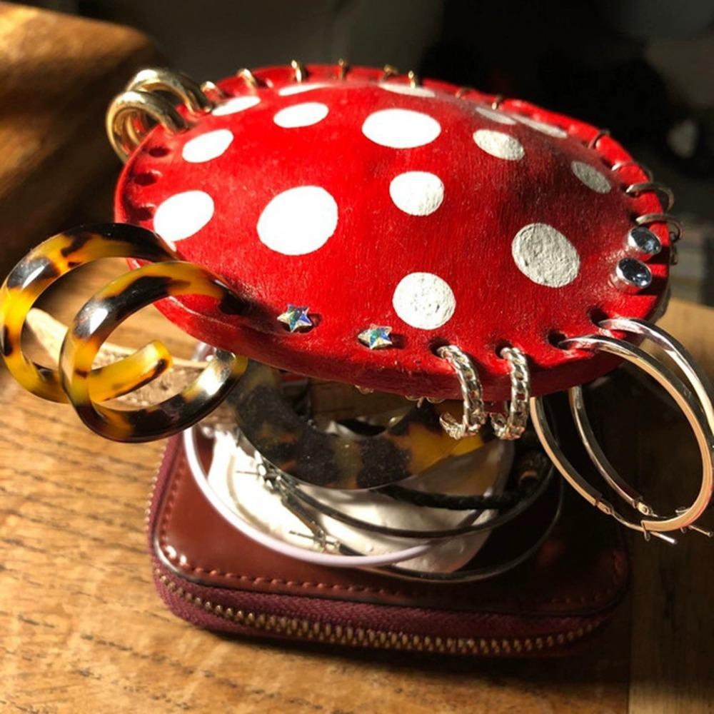 Милый держатель для украшений в виде красного/розового гриба, органайзер для сережек из смолы, подставка для сережек, органайзер для сережек, держатель для сережек и 26 крючков