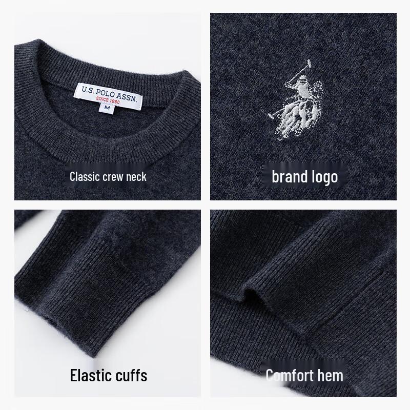 U.S. Polo Assn. Мужской вязаный свитер из чистой шерсти в стиле business casual