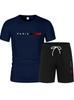 Summer 2025 Men's Loose Fit Letter Print T-shirt and Shorts Set