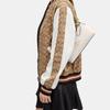 Coach Шарлотта 25 Золотой Логотип Цепочка Карман на Молнии Кожаная Сумка-Подушка с Узором под Крокодила Женские Сумки Меловой Белый CL656-IMCHK