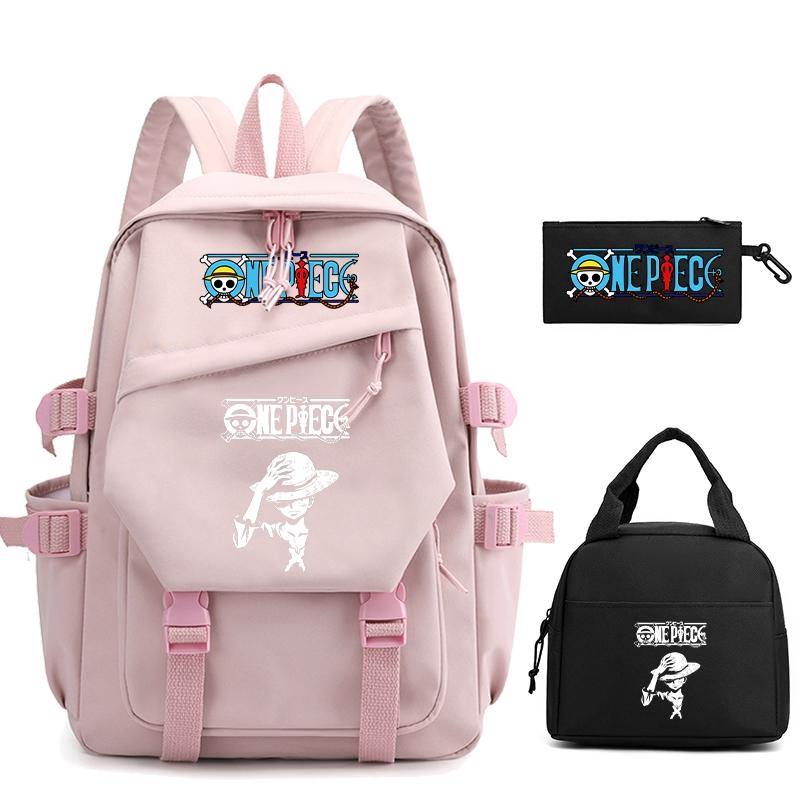 3 шт./компл., цельный нейлоновый рюкзак в стиле аниме с сумкой для обеда для девочек и мальчиков, школьный рюкзак для мужчин и женщин, дорожная сумка для отдыха