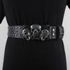 Cool Skull Wide Waistband Y2K Skeleton Fingers Belt Strap Buckle Black Rivet Belt  Couple