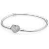 Bracelet - Pandora - Pavé Heart Clasp - 925 Silver - 19 Cm - Women