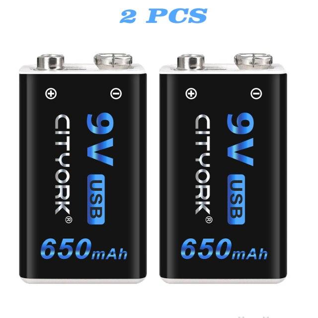 CITYORK 9 В 650 мАч литий-ионная аккумуляторная батарея Micro USB 9 В 6F22 9 В литиевая батарея для мультиметра, микрофона, игрушки