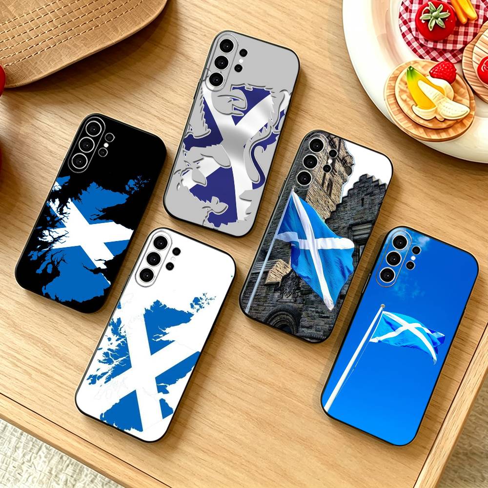Чехол для телефона Шотландия Шотландский флаг для Samsung S25, S24, S21, S22, S23, S30, Ultra, S20, Plus, Fe, Note, 10, 9, 5G Черный