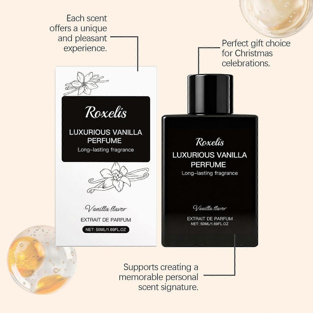 Roxelis Vanilla Scent Luxury Perfume Natural Lasting Fragrance Elegant Charm Sweet Delicate Fresh Notes Portable Spray