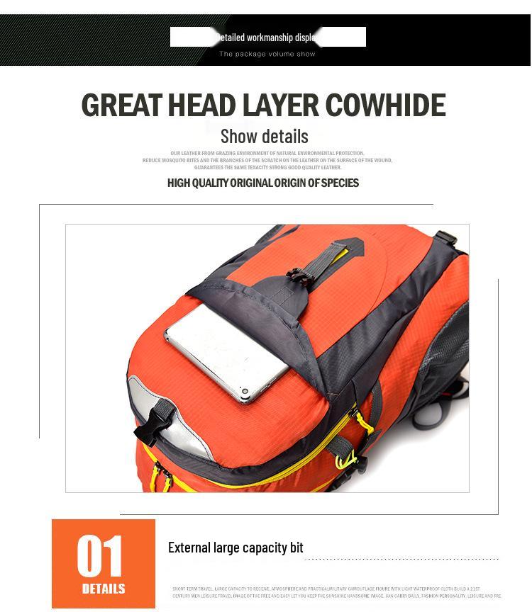 Men's Water-Resistant Lightweight Mountaineering Backpack - High Capacity, Durable, Dual-Shoulder Design for Outdoor and Casual Sports