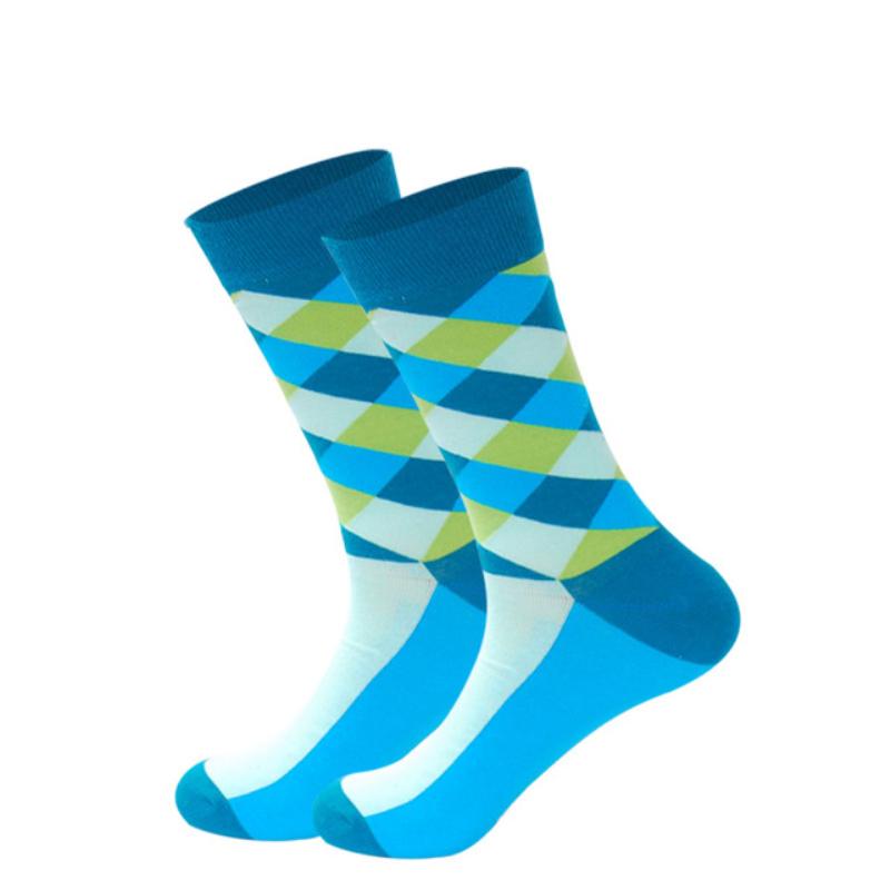 Men's Fashion Socks Cotton Wedding Socks Paragraph Diamond Pattern Geometric Business In Tube Socks