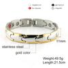 Ikuinen Magnetic Bracelet Men Stainless Steel Magnet Germanium Gold Chain Bracelet Male Christmas Bracelet for Men Jewelry