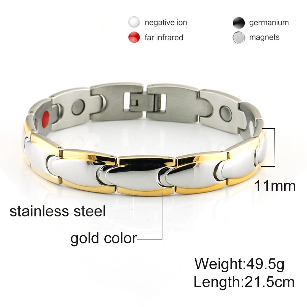 Ikuinen Magnetic Bracelet Men Stainless Steel Magnet Germanium Gold Chain Bracelet Male Christmas Bracelet for Men Jewelry