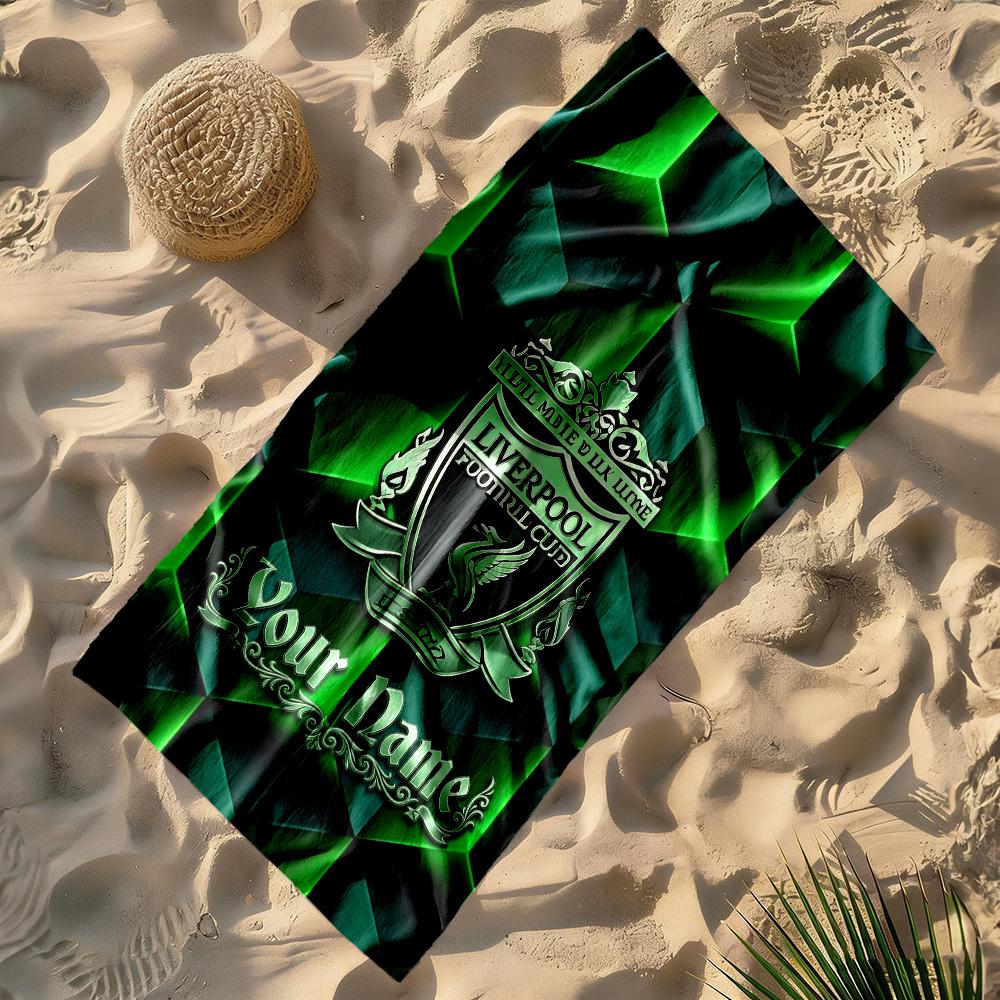 Liverpool Fc Logo Customize Text Beach Towel Super Soft & Absorbent Suitable for Sports Travel Swimming Yoga Bathroom Beach And Pool