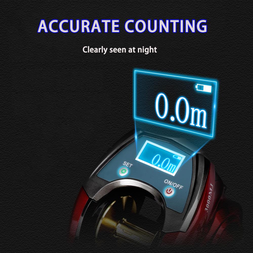 MJ3000 Электрическая катушка для рыбалки со счетчиком лески, 20 кг тормозное усилие, цифровой дисплей, встроенный литиевый аккумулятор, морская рыболовная мультипликаторная катушка