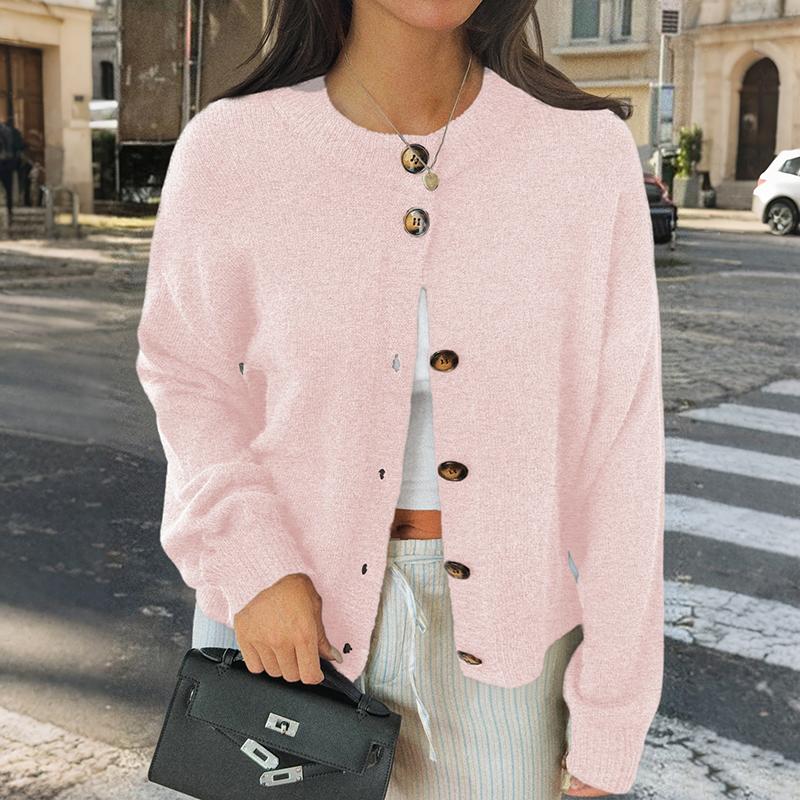 Minimalist Style Button Front Layered Look Knitted Sweater Cardigan Coat for Ladies