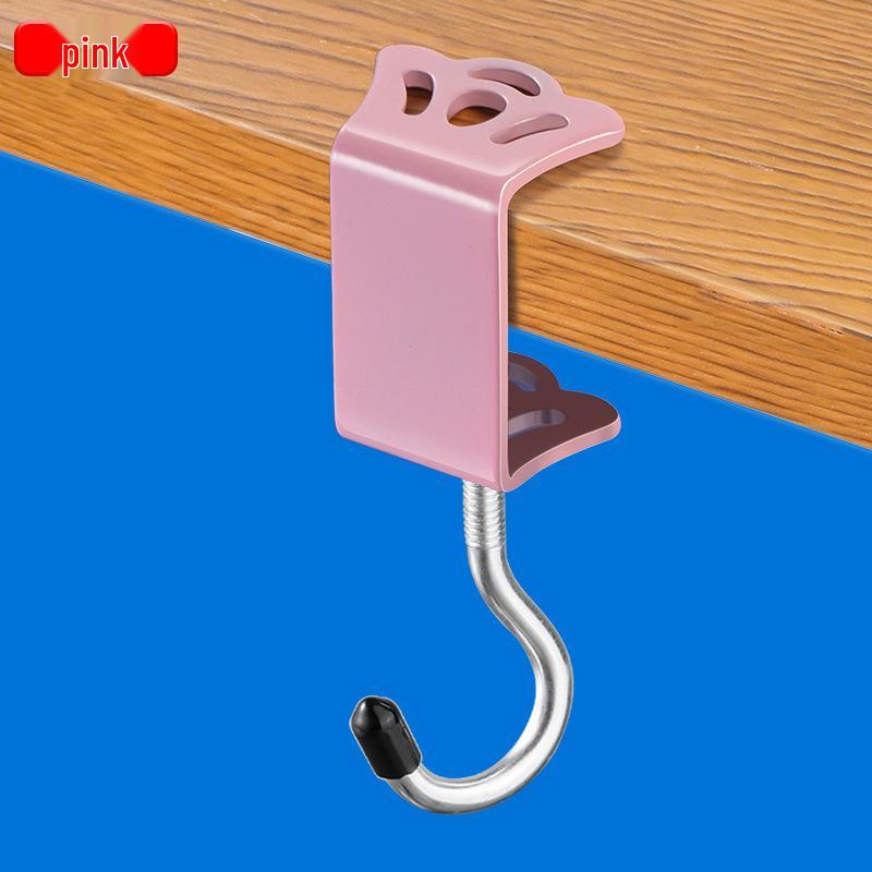 Прикроватный студенческий стол Крючки-короны - Двойные и одинарные крючки без сверления для школьных сумок, розовый и черный