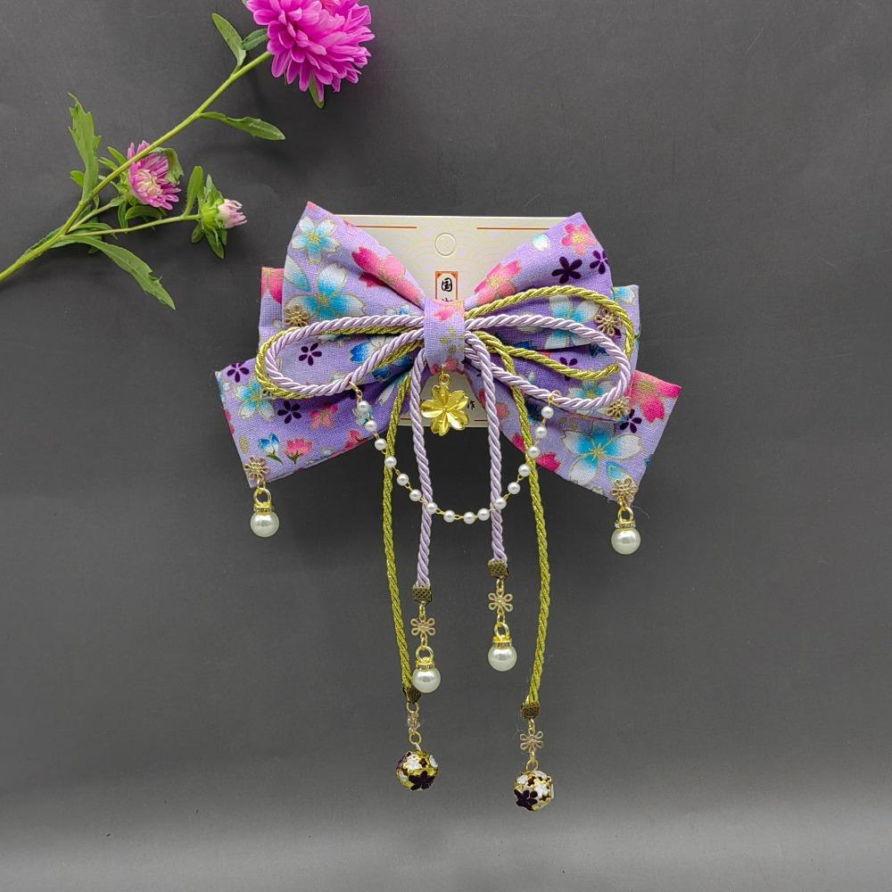 Japanese Style Kimono Barrettes Sweet Bowknot Hair Clip Exquisite Sakura Bow Hairpin Lolita