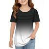 Children Fold T-shirts Short-sleeved Summer Round Collar Gradient Leisure Coat T-shirt