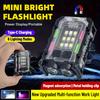 5 шт. Мини светодиодный фонарик-брелок, перезаряжаемый через USB, 8 режимов, клипса для шляпы, портативный фонарик, ручной фонарь с индикатором заряда батареи, магнит, для походов