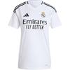 Adidas SS24 Real Madrid 24/25 Home Letter Logo Print Comfortable Fashion V-Neck Short Sleeve Football Shirt Women Tops White IT5182