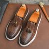 Fashion Luxury Brand Tassel Loafers Mens Designer Leather Shoes Driving British Style Shoes Male Comfy Moccasins Handmade Dress Shoes