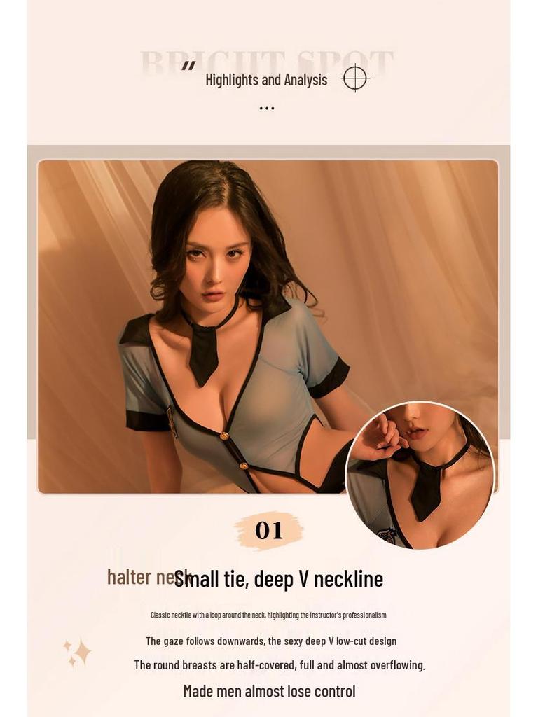 Кокетливое нижнее белье Костюм для косплея зрелой женщины Секретарь Офиса с облегающей бедра юбкой