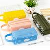 Simple and Creative Multifunctional Pencil Case Double Layer Portable Stationery Bag Geometric Series Large Capacity