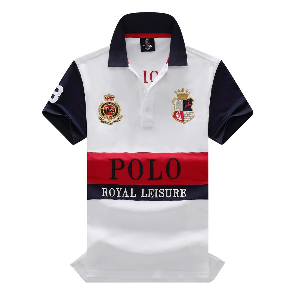 Европейский и американский мужской короткий рукав поло - Британский стиль, спортивный повседневный, хлопок, вышивка, больших размеров