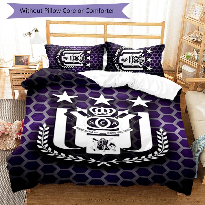 3pcs Anderlecht Design Cover Set - HD Printed Bedding with 1 Cover and 2 Pillowcases - Perfect for Home and Dorm Decor
