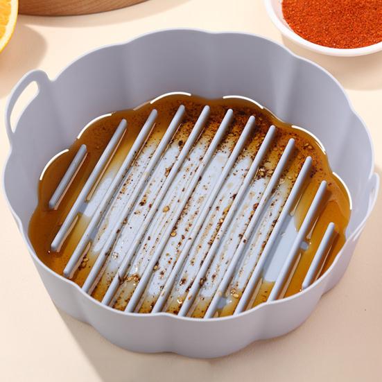 6,5/7,5-дюймовый круглый силиконовый вкладыш для аэрофритюрниц с антипригарным покрытием Формы для выпечки в микроволновой печи Безопасный бинауральный дизайн для выпечки