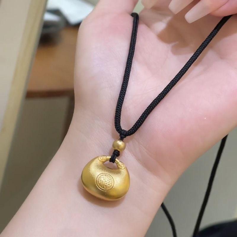Популярное черное ожерелье-подвеска «Счастливый толстяк» для женщин, стильный и высококлассный геометрический дизайн, сплав