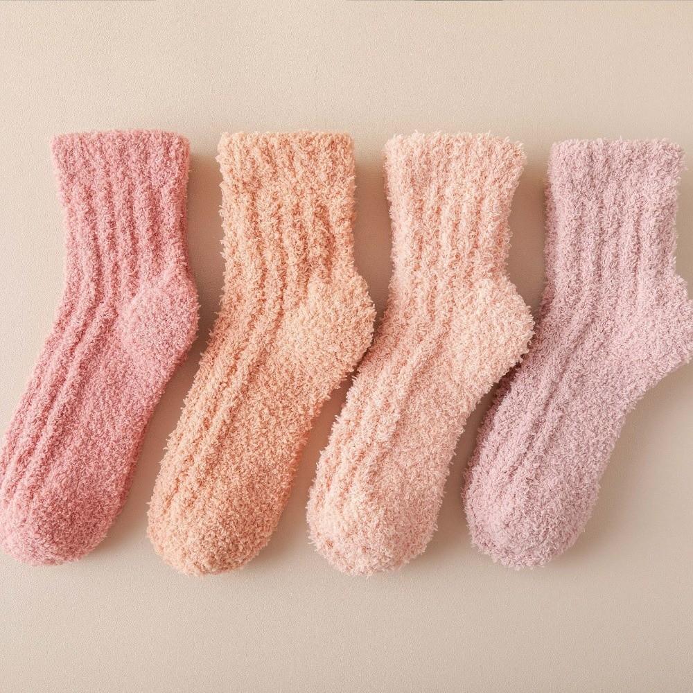 1/4 Pairs Winter Coral Velvet Socks Warm Floor Socks Soft Cotton Socks Sleep Socks
