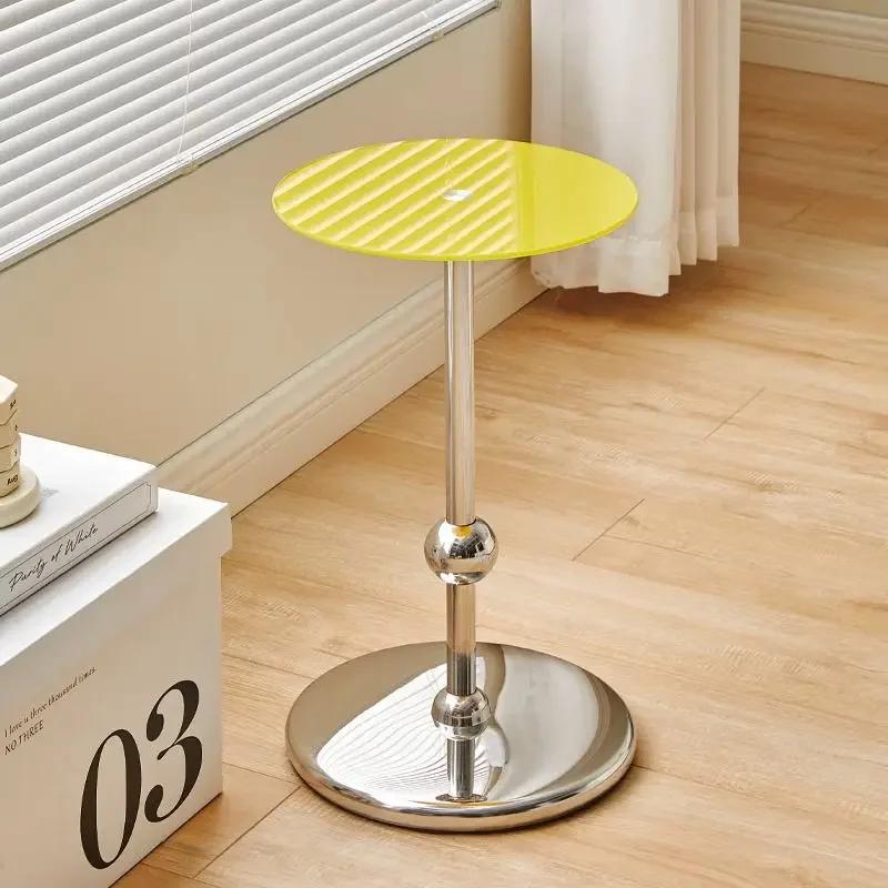 Stainless steel round side table shelf creative milk tea coffee table side cabinet living room sofa small coffee table