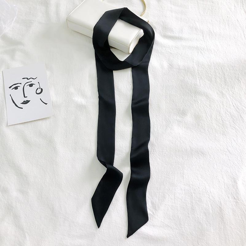 5x200cm Satin Silk Narrow Scarf Neckerchief Solid Neck Scarves Long Silk Thin Scarf Head Neck Hair Band Bag Ribbon Headbands DIY