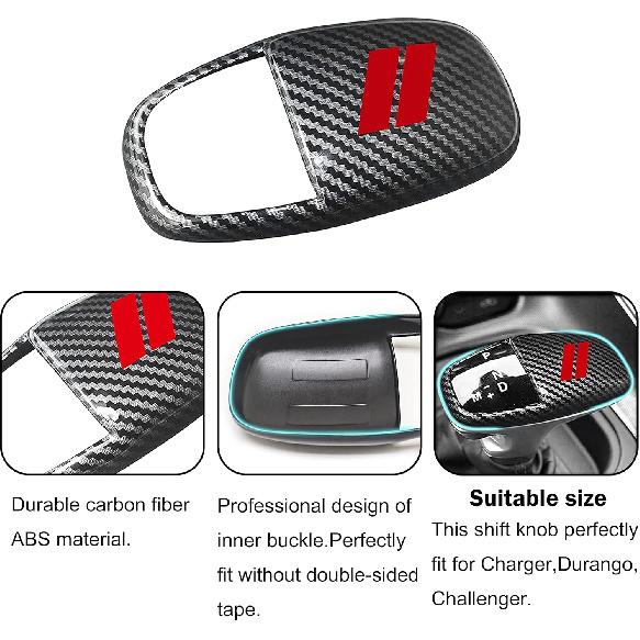 Gear Shift Knob Head Cover Trim For Dodge Charger Accessories 2015- Challenger 2015- 2024 Durango 2016-2026 Interior Shell Ert Decoration Protector