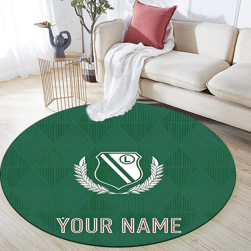 Custom Name Legia Warsaw Round Area Rug,Carpet Rug for Living Room Bedroom Sofa Playroom Decor,Non-slip Floor Mat
