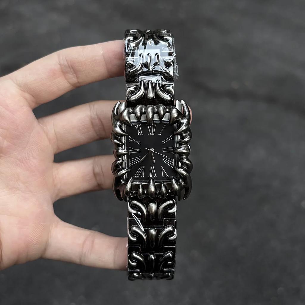 Серебристо-черные креативные квадратные кварцевые часы для мужчин Y2k дизайн когтя демона Alabaster IndustriesDevil уникальные мужские часы Relogio